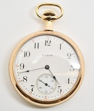 1910 Elgin 7 Jewel Open Face Gold Filled Pocket Watch WATCH311