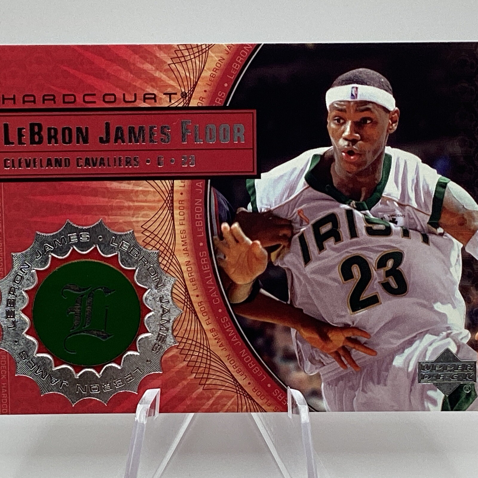 2003-04 Upper Deck Hardcourt Lebron James Game Used Floor #LB1 White Jersey Rare