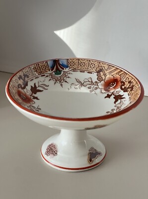 Antike Dessert -Schale Fußschale Opaque de Sarreguemines, Frankreich, 1875-1900