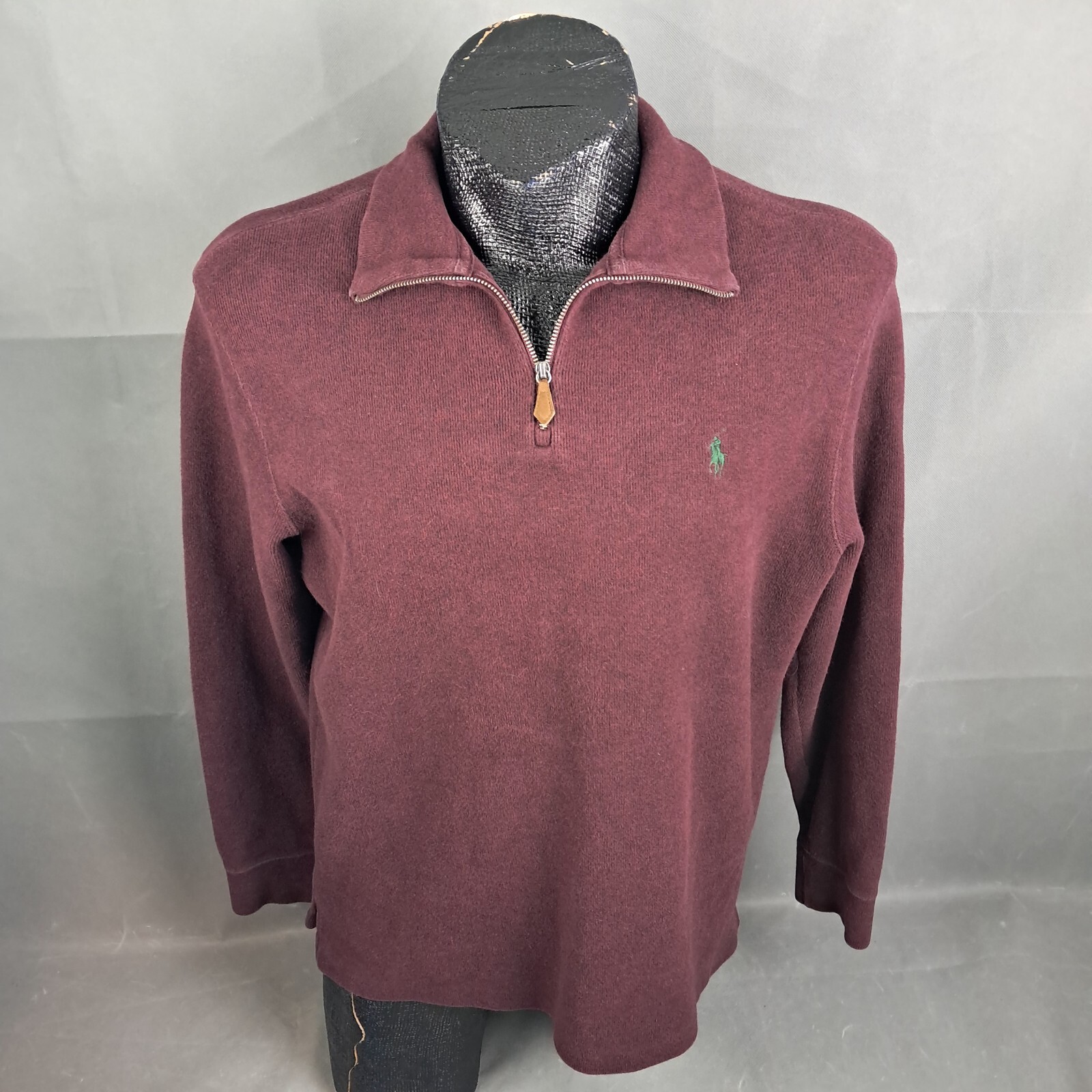Polo Ralph Lauren Performance Sweater Size Large Men Burgundy 1/4 Zip Pullover image 5