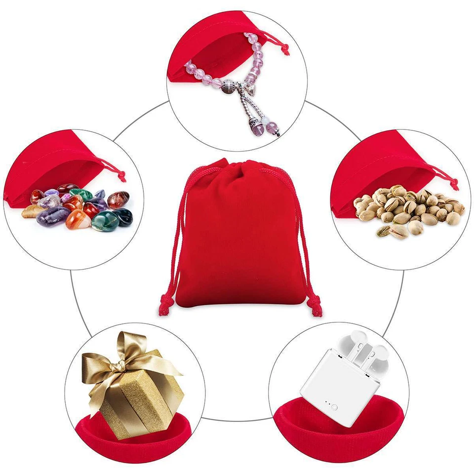 25/50Pcs Velvet Drawstring Gift Pouches Ring Jewelry Bag 2.8*3.5in/3.9*5.9in - Image 3 of 4