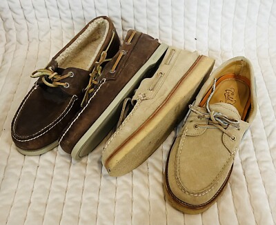 Sperry Brown Tan Beige Boat Shoe Leather Moccasin Loafer Slip