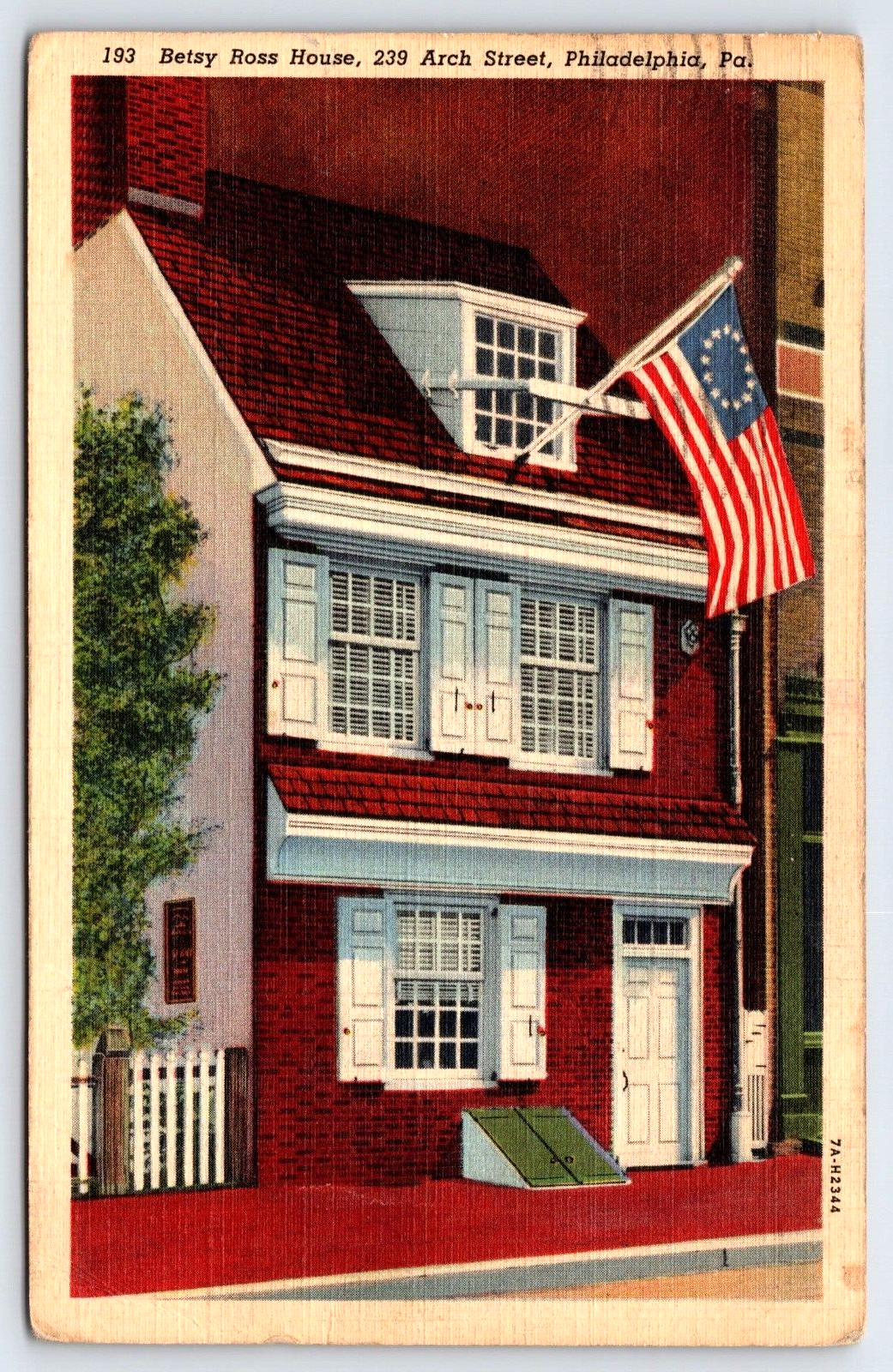 Original Old Vintage Antique Postcard Betsy Ross House Philadelphia Pennsylvania