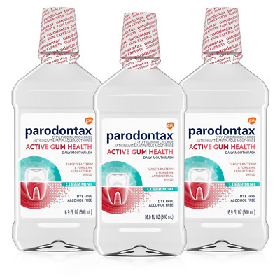 Parodontax Active Gum Health Mouthwash, Antigingivitis Alcohol-Free, 16.9 Oz X3