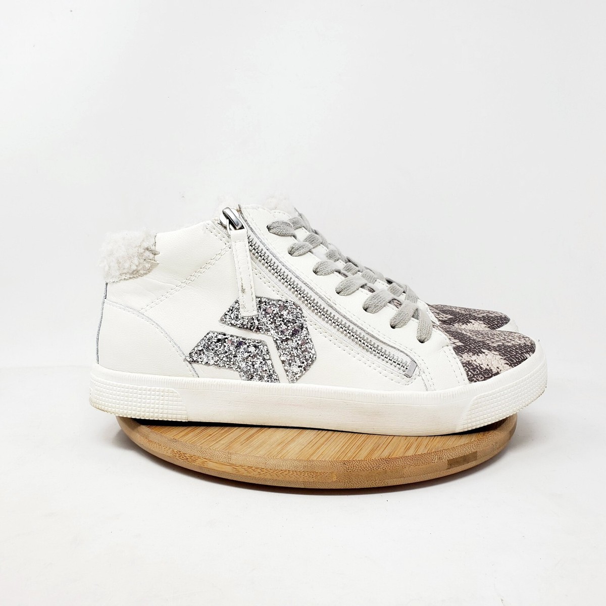 Dolce Vita Zonya Shoe Womens Sneaker White Leather Wedge Double