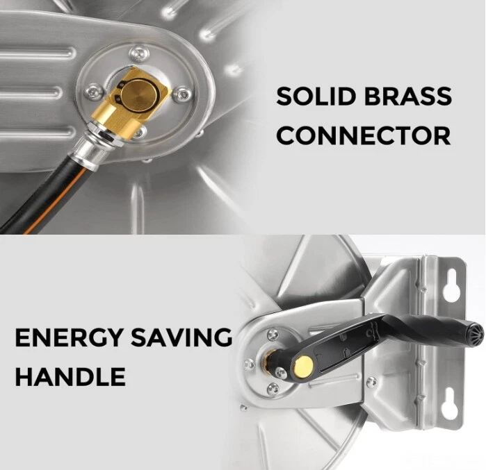 Giraffe Tools Heavy Duty Garden Water Hose Reel Wall Mounted--Stainless Steel - Image 4 of 4