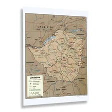 HISTORIX 2002 Zimbabwe South Africa Map Poster Wall Art Print