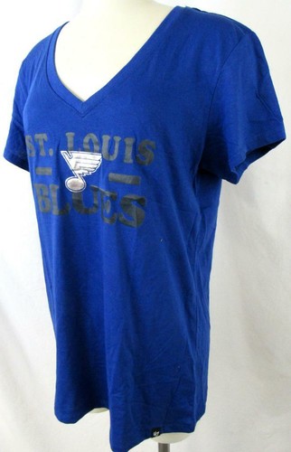 St Louis Blues Womens Large Screened Blues V-Neck T-shirt ASLB 16 - Picture 5 of 5