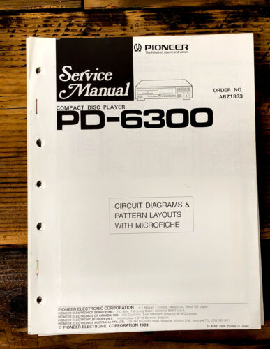 Manuel d'entretien du lecteur CD Pioneer PD-6300 *original* - Photo 1/1