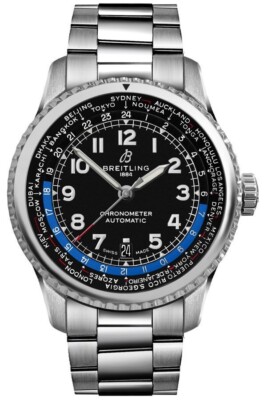 Breitling AB3521U41B1A1 Aviator 8 B35 Unitime Black Dial City Ring Men's Watch