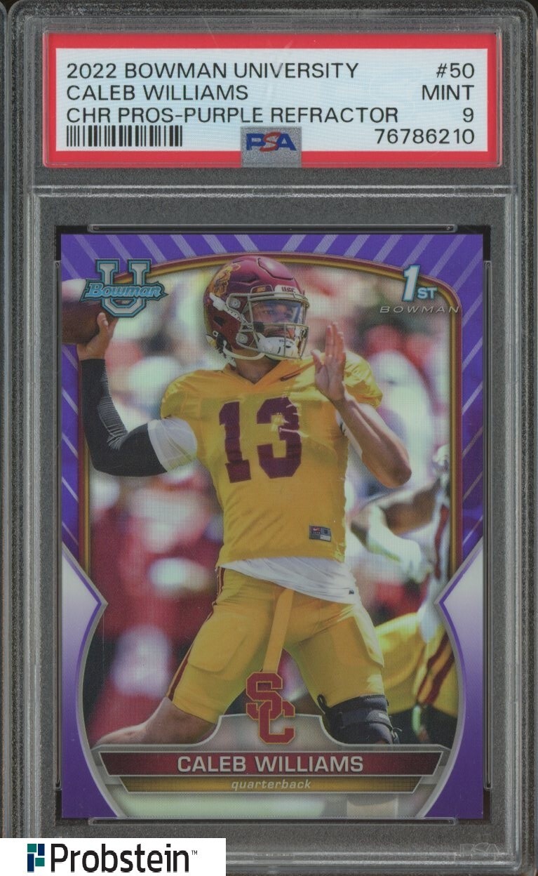2022 Bowman U Chrome Purple Refractor #50 Caleb Williams RC Rookie /399 PSA 9