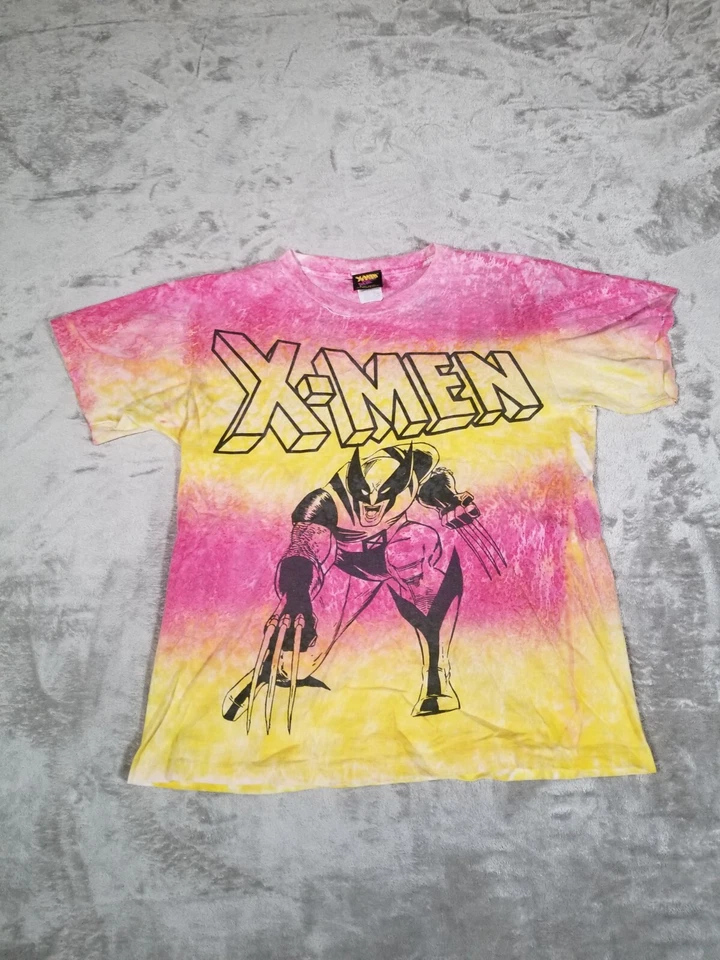 X-Men Wolverine Tie Dye 1994 Marvel Talla Única Amarillo De Colección Años 90 Cómic Se Ajusta a M/L Foto 2 de 4