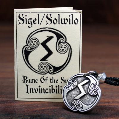 Pewter Sigel Sun Rune Norse Viking Asatru Amulet Sowilo Saugil Sigil ...