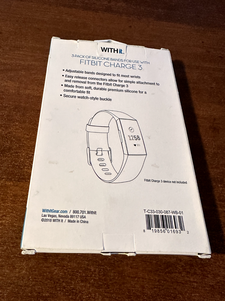 WITHit Silicone Bands Blue/Gray/Pink 3 Pack for Fitbit Charge 3 eBay