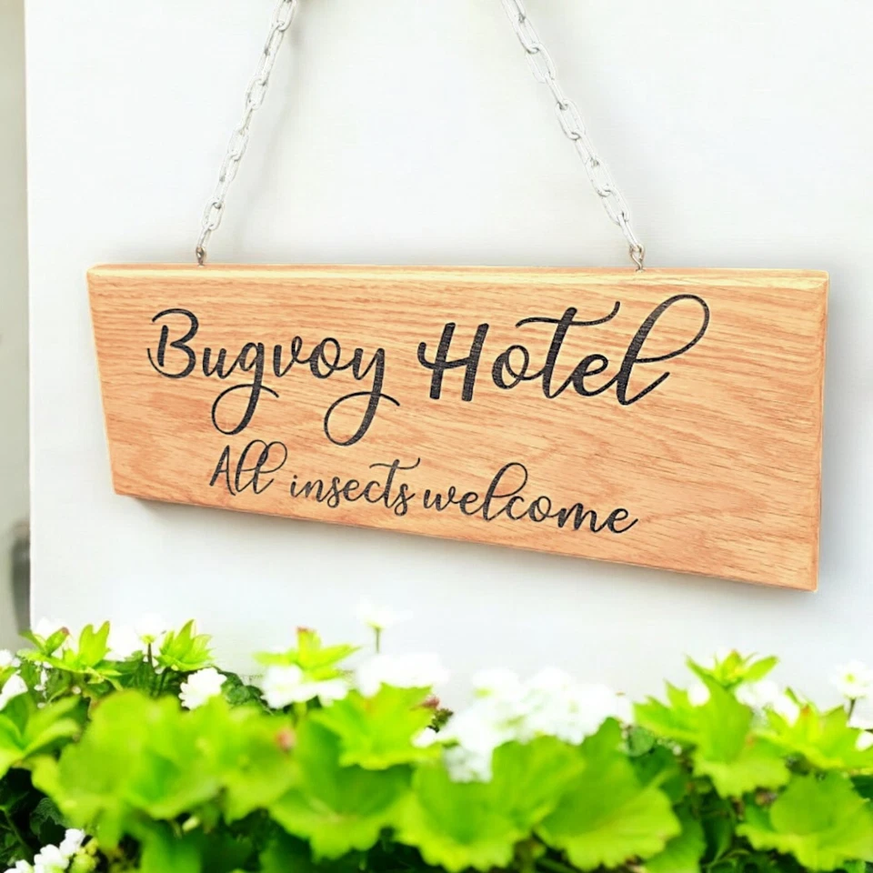 Personalised Hanging Oak Sign House Name Plaque,Wooden  Address  Sign Outdoor - Image 3 of 4
