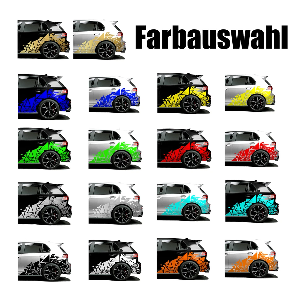 2er Set Auto Aufkleber Dreiecke 120x60cm Farbwahl Scherben Geometrisch KX075 - Bild 4 von 4