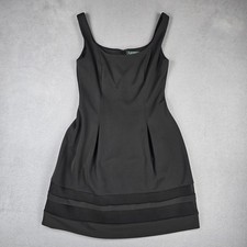 Lauren Ralph Lauren Dress Womens 8 Black Mesh Hem Sleeveless Scoop Neck Sheath