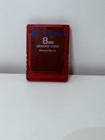 Official Sony Playstation 2 PS2 8MB Skeleton Red Memory Card SCPH-10020