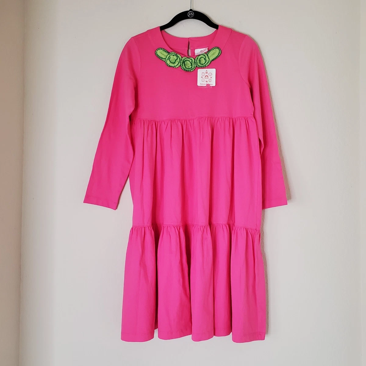 Robe Fille Hanna Andersson Magenta à Fleurs 100% Coton Taille 12-14 - Neuf (Sans Étiquettes)