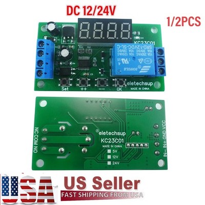 1/2x Pulse Counter Switch Adjustable Timer Delay Turn On/Off Relay Module12/24V