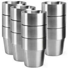 Stainless Steel Cups 10 oz, 12 Pack Small Stackable Insulated Bulk Stainless ...
