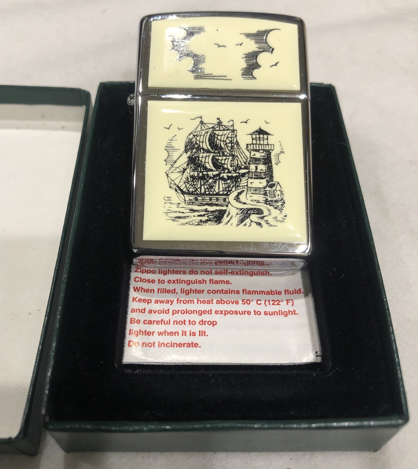 Scrimshaw Sailing Ship & Lighthouse Nib *** Free Shipping ***