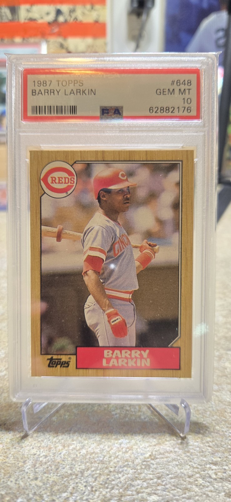 1987 Topps Barry Larkin (RC) # 648 Reds HOF (PSA 10)