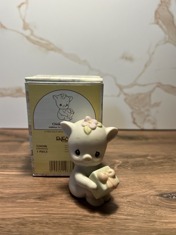 1993 Precious Moments Oinky Birthday #524506 Pig w/ Box Birthday Series