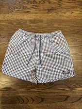 Vineyard Vines Gingham Embroidered Whale Swim Shorts Mens Size L