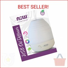NOW Essential Oils, Ultrasonic USB Aromatherapy Oil Diffuser, Extremely Quiet, H