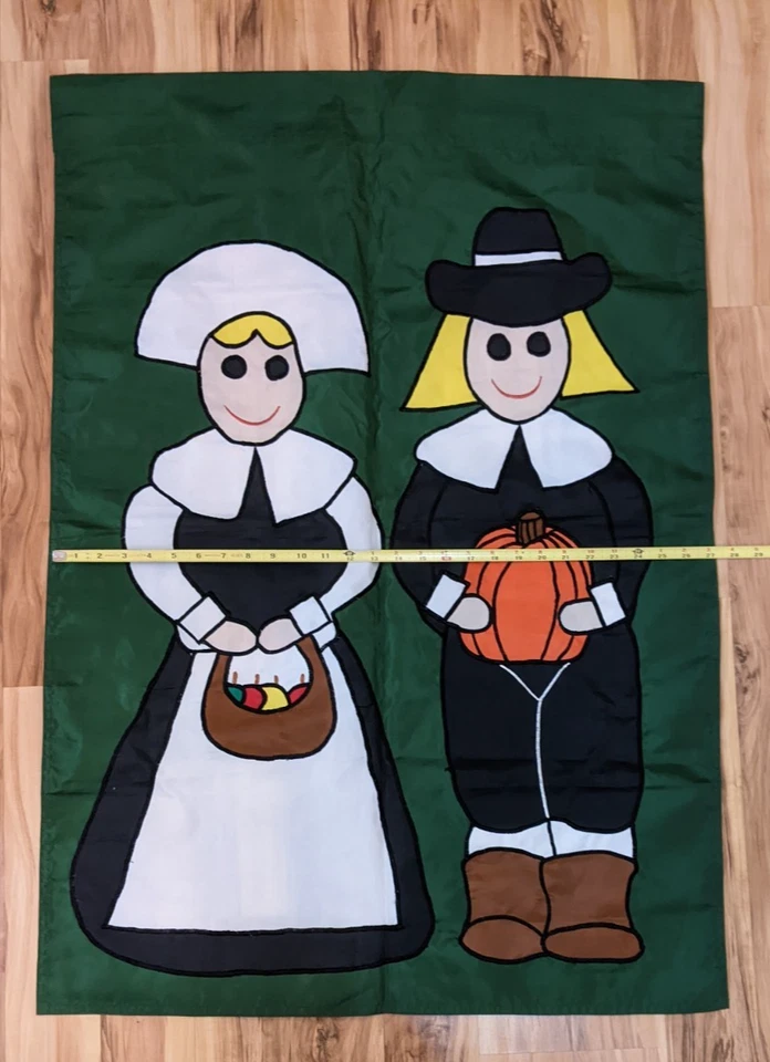 Thanksgiving Pilgrims Vintage House Yard Flag 40 x 27 Inches - Image 3 of 4