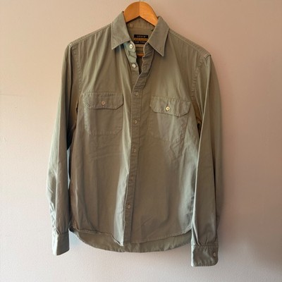 Levis Wash & Wear Tab Twills Shirt Mens Small Sage Green Made in Italy Button Up