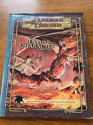 D&D Deluxe Character Sheets SIGNED 3.0 3rd Edition WoTC Dungeons & Dragons