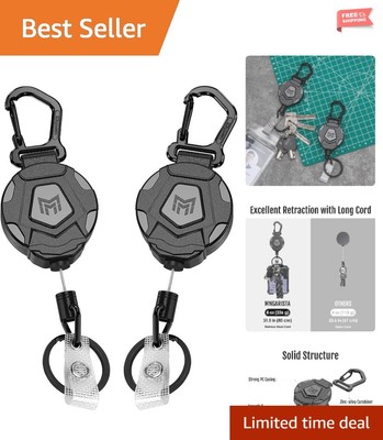 Heavy Duty Retractable Keychain Set - Secure and Convenient ID Management
