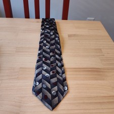 Ashberry Mens Neck Tie Tan Geometric Print 100% Silk USA Made