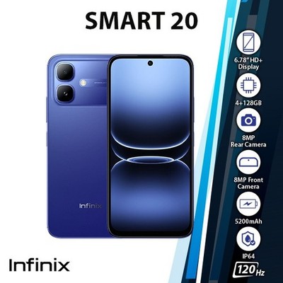(New)Infinix Smart20 Android Cell Phone (4GB+128GB/BLUE/Dual SIM/Unlocked)