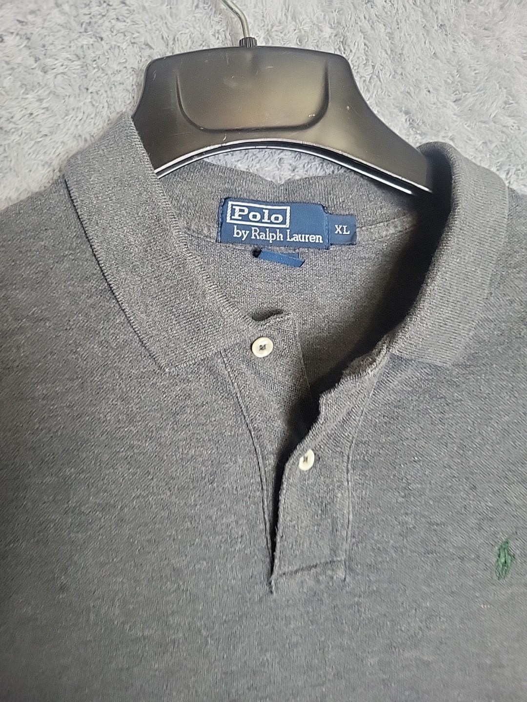 Polo Ralph Lauren vintage camicia uomo grigio scuro Y100% cotone logo pony