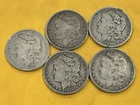 Lot of 5 Morgan Silver Dollars 1880 1884 1888 1890 1890-O Circulated 90% Silver