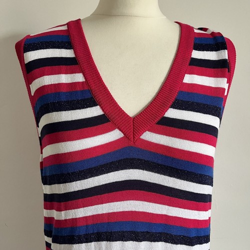 Kettlewell Tank Top Size Large Multi Stripe Navy Sparkle Layer Winters - Picture 3 of 11