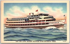 Ultra Modern Delaware River Excursion Vessel, 1948 Wilson Line Ship, Postcard
