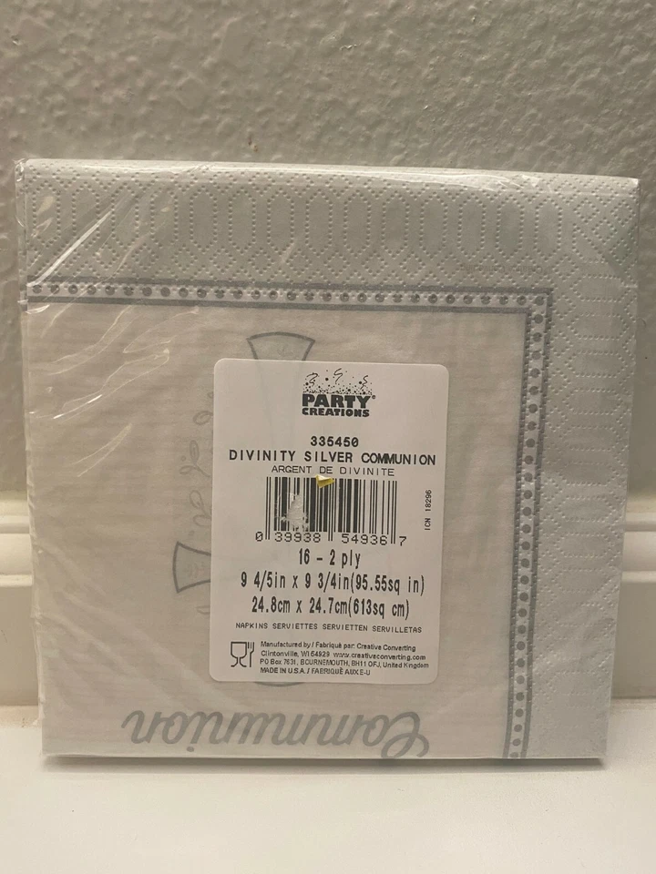 Divinity Silver Pattern Communion Luncheon Napkins Party Decoration 16 -2Ply - Image 2 of 2