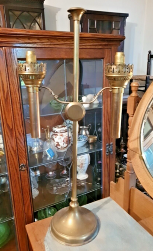 Grands chandeliers éjecteurs antiques en laiton 60 cm de haut X 29 cm - Photo 1/9