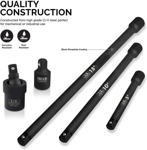 1/2-Inch Drive Impact Extension Bar and Adapter Set 15-Inch Extension Bars - Picture 2 of 12