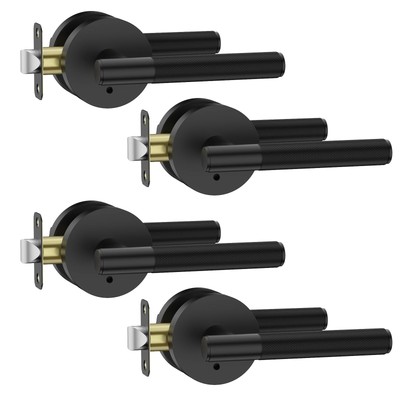 Asidrama 4 Pack Privacy Door Handles with Lock,Matte Black Door Handles Inter...