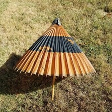 Vintage Bamboo Paper Parasol Japanese or Chinese 44 Rib Wagasa 37 Inch