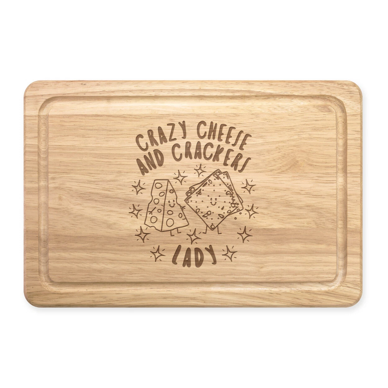 Crazy Cheese And Crackers Lady Stars Rectangular Chopping Board Funny Food Lover