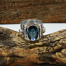 Fabulous Iolite Topaz Gemstone 925 Sterling Silver Handmade Band Ring All Size