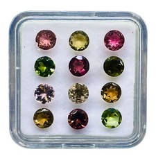 VVS 12 Pcs Natural Multi Tourmaline 4.5mm Round Cut Loose Gemstones Lot