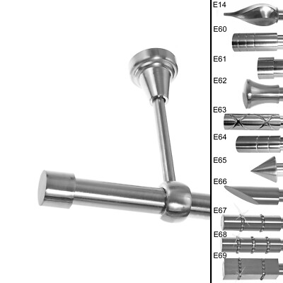 Gardinenstange mit Deckenhalterung I Metall Edelstahl Look 2-läufig Ø 19mm I D28