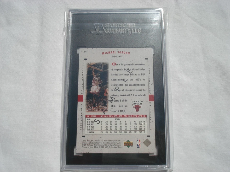 1998-99 SP Authentic Sample Michael Jordan #23 SGC 10 GEM MINT Chicago BULLS - Image 2 of 2